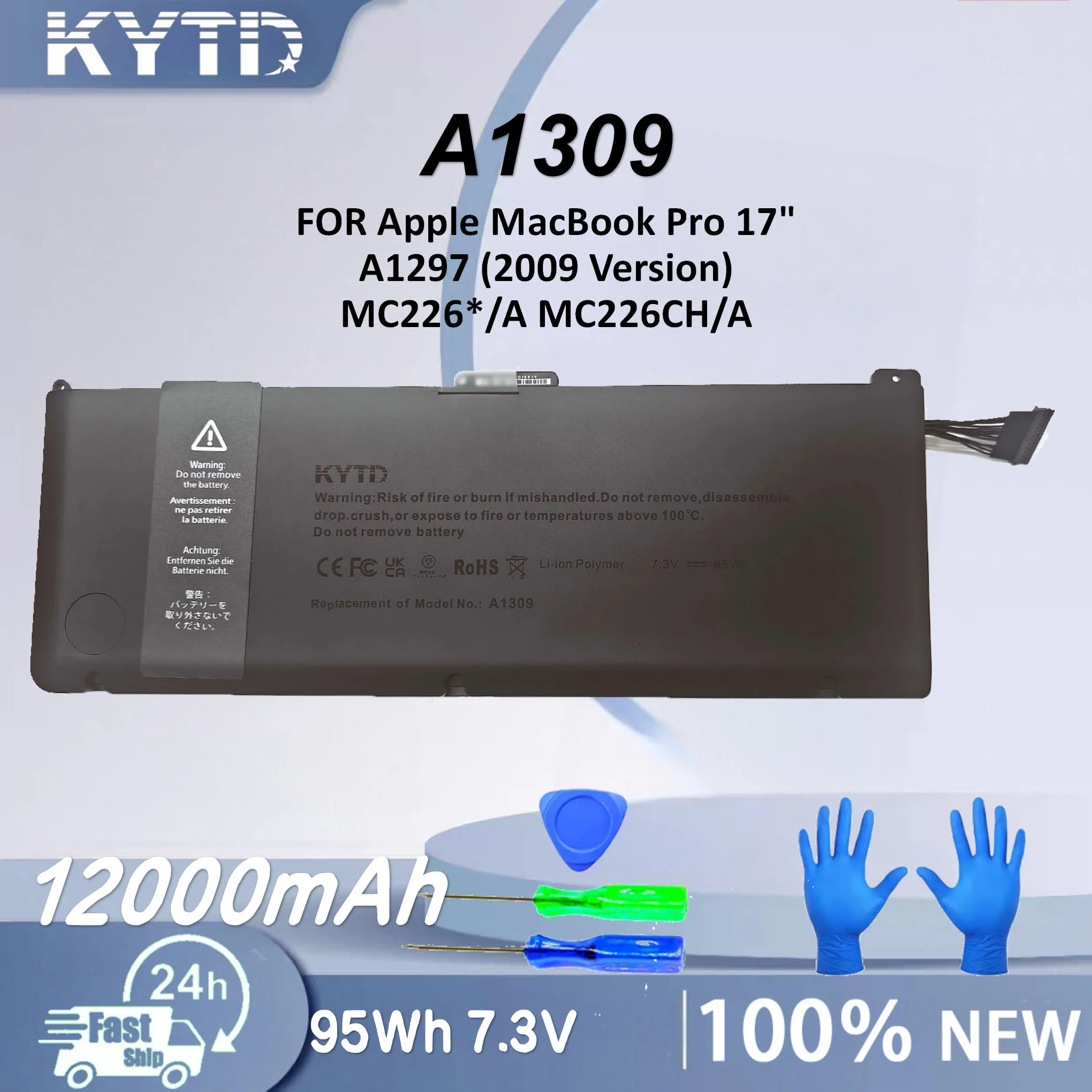 KYTD Laptop Battery For Apple MacBook Pro 17