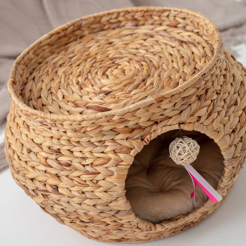 Rattan cat nest four seasons universal hand-woven cat nest mat summer universal catscratching board gourd grass pet bed