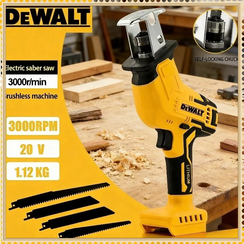 

Бесщеточная сабельная пила Dewalt 3000 об/мин, многофункциональная электрическая пила для резки металла, дерева и труб, совместимая с аккумулятором Dewalt 18В