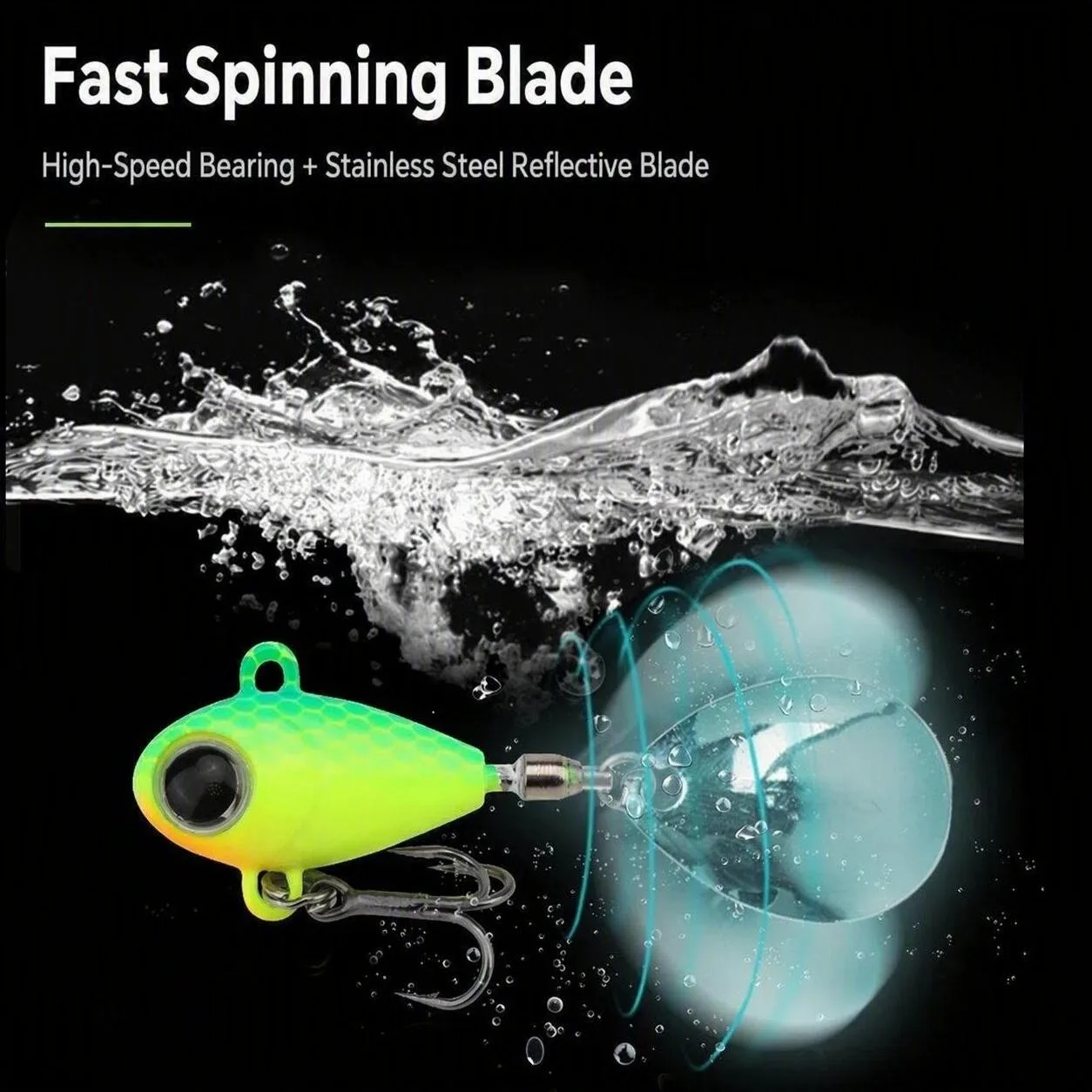 1 Stück 8g/10,5g/13g Mini VIB Spinner Jig Angelköder Metall-Hartköder mit Drehglitter und Dreifachhaken Künstlicher Köder – Detail 7