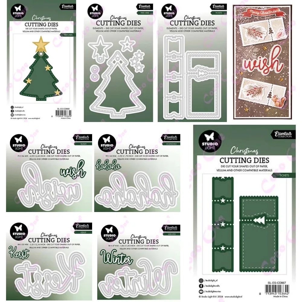 2024 Christmas Blessings Tree Cutting Dies Scrapbook Diary Decoration Stencil Embossing Template DIY Greeting Card Handmade