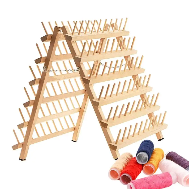 Solid Wooden Thread Holder Double Sided 120 Spool Sewing Cross Stitches Embroidery Embroidery Thread Stand Rack Organizer Tools