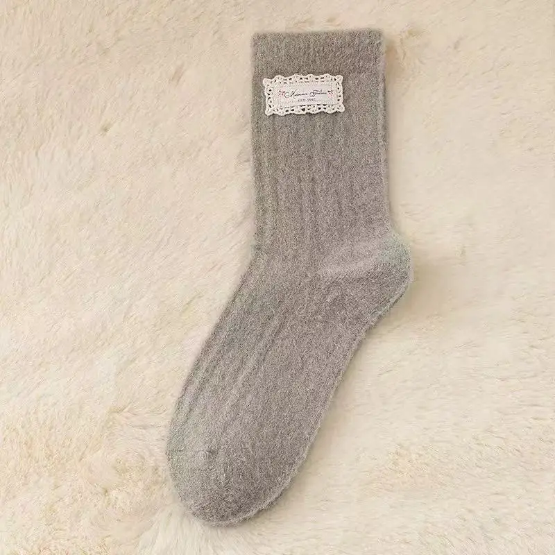 الشتاء والخريف الصوف سميكة مطرزة المرأة منتصف العجل الجوارب أفخم الجوارب المألوف ومتعددة الاستخدامات عيد الميلاد ورأس السنة الجديدة #4