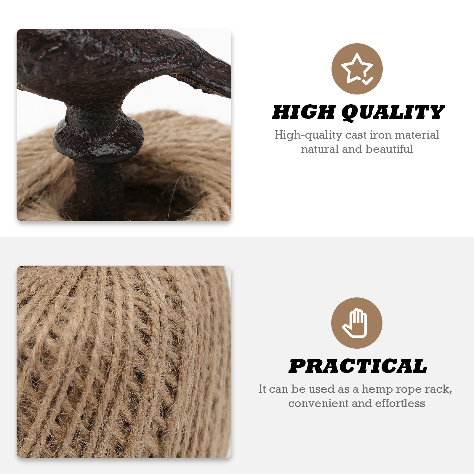 

Cast Iron Rope Rack Bird Design Retro Bobbin Adornment Sturdy Non-Slip Base Decoration Iron Rope Organizer Creative