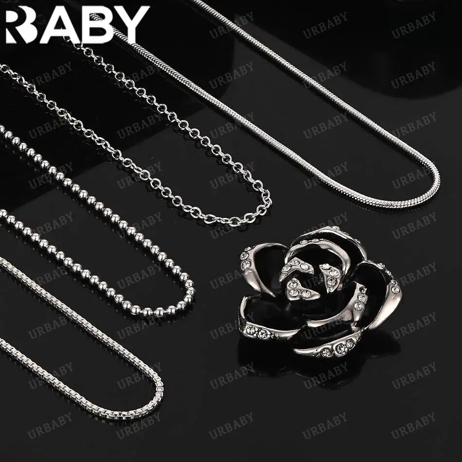 

URBABY 40-75cm 925 Sterling Silver Zircons Flower Pendant Necklace For Women Anniversary Gift Popular Wild Fashion Romantic