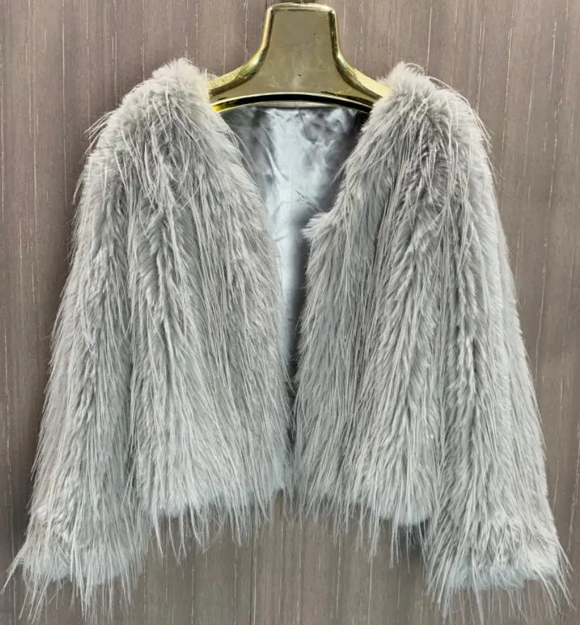 Women\'s Fashion Artificial Fur Coat Super Warm Autumn and Winter Women\'s Short artificial fox fur raccoon fur fluffy jacket High