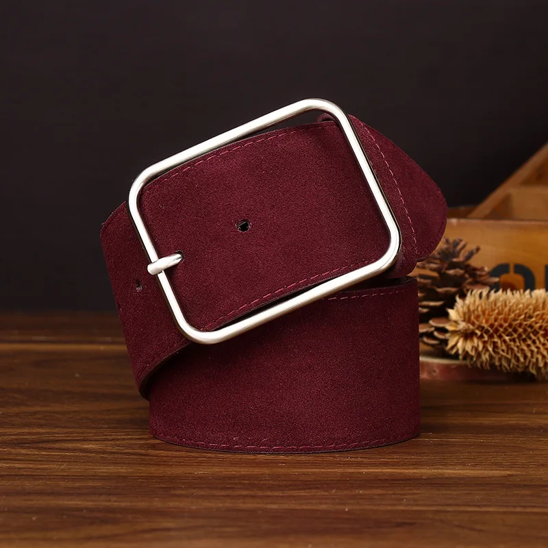 

5.7CM Wide New Vintage Suede Belt,Women's Suede Versatile Casual Fashionable Trendy Needle Buckle Wide Waistband