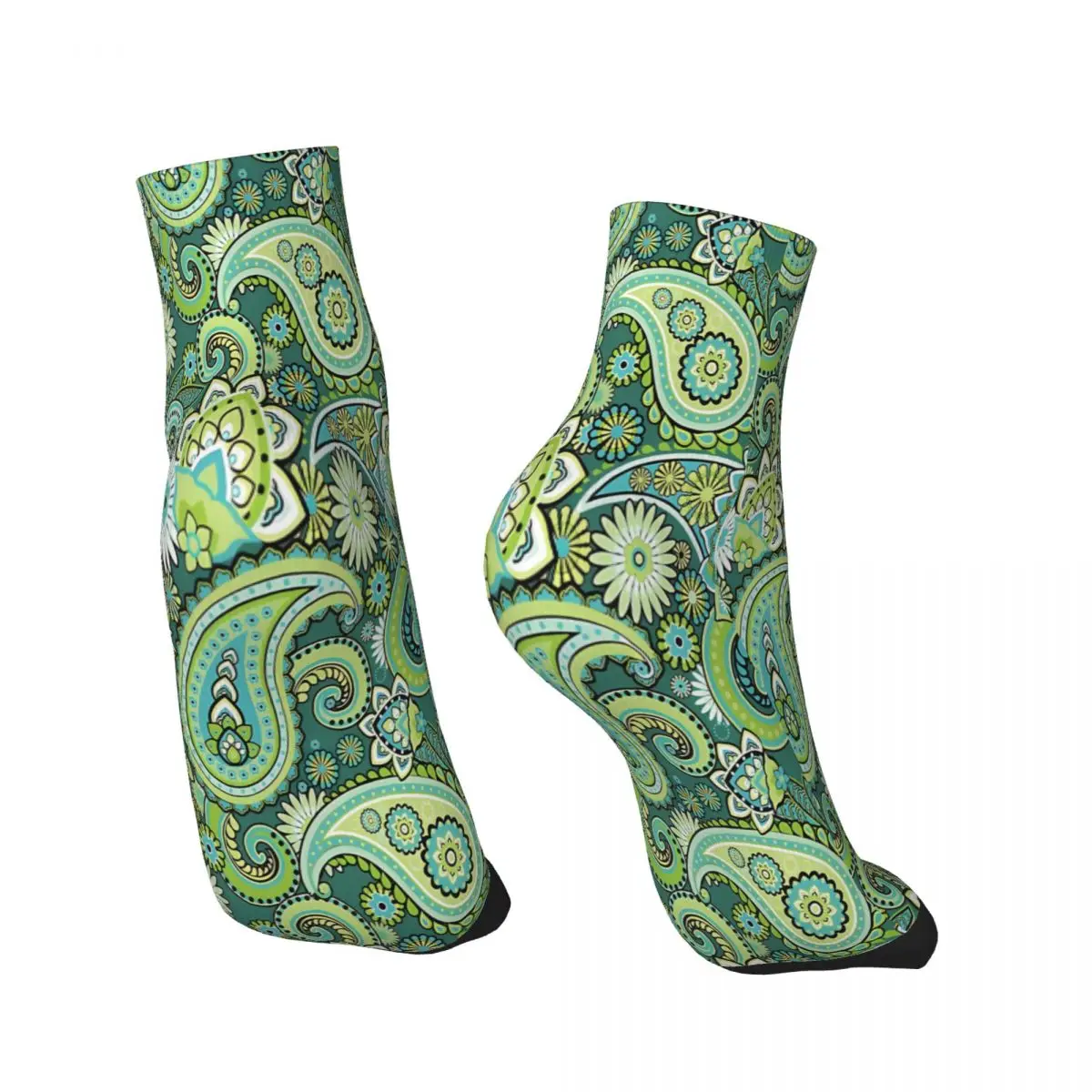 Chaussettes Paisley Babylone pour hommes et femmes, bas d'été en polyester, goutte d'eau, rinçage, vert