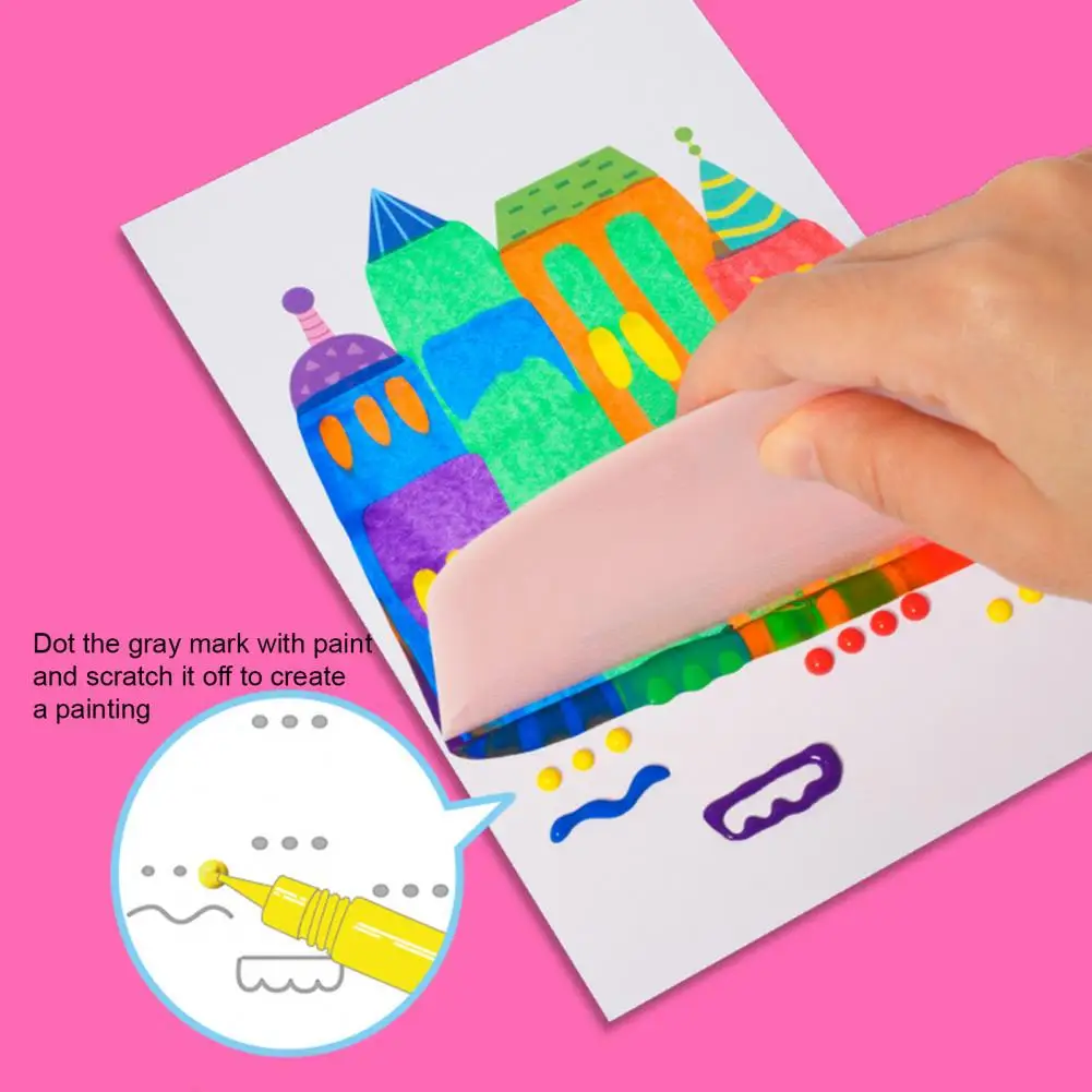 1 Set DIY Rainbow Scratch Painting Kit with Paints Pens Scraper Sticker Educational Rainbow Scratch Art Paper Toy Gift