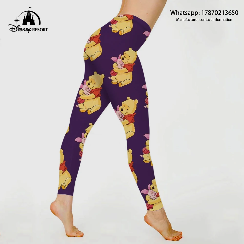 Kadın spor Yoga dikişsiz pantolon Activewear streç yüksek bel egzersiz Fitness tayt Sweatpants Disney markalı