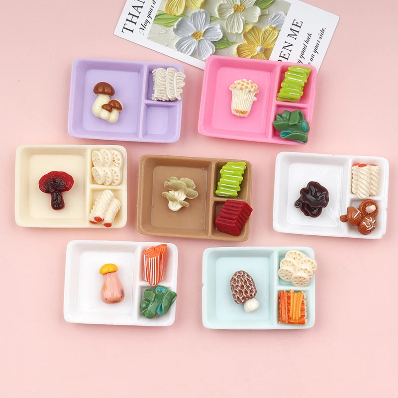 6/60pcs Kawaii Simulation Plate Dollhouse Decor DIY Scrapbooking for Mini Kitchen Dinner Tableware Decor Accessories view 2