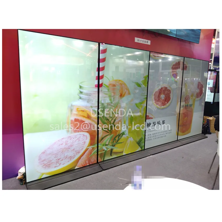 86 Inch super slim bezel Advertising Digital Signage LCD Display 4K Monitor with USB HDMI