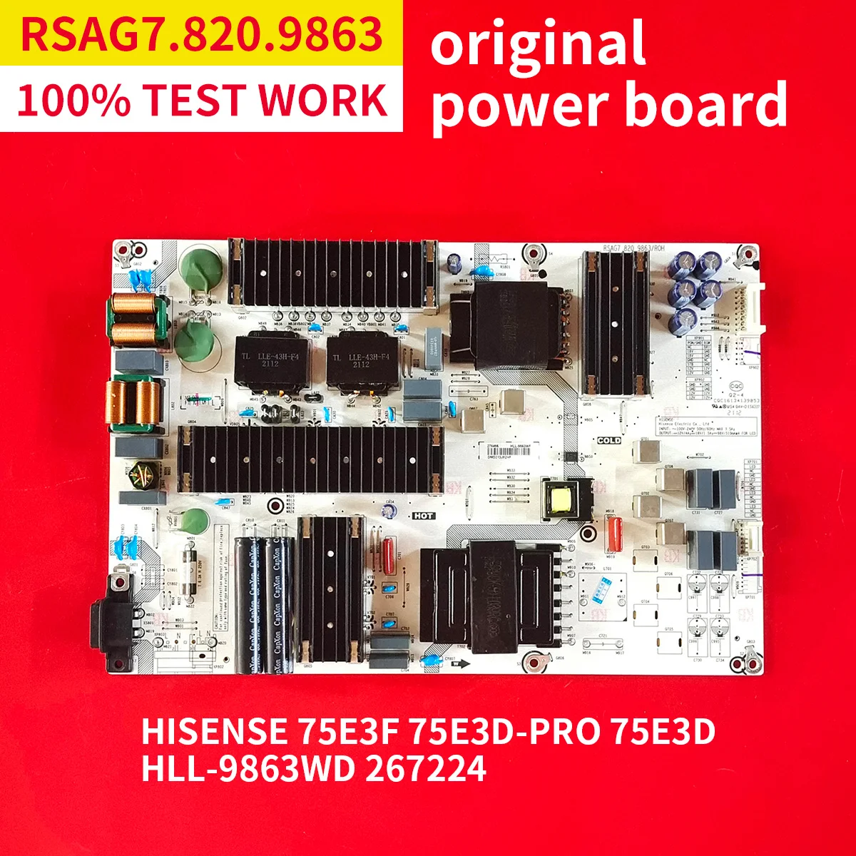 Power Board para Hisense 75E3F 75E3D-PRO 75E3D HLL-9863WD 267224, 100% Teste Original, RSAG7.820.9863