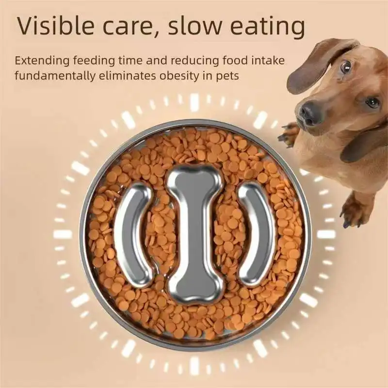 

Puzzle Bowl Slow Feeder for Dogs, Stainless Steel Anti-Choking Food Bowl, Mental Stimulation & Weight Control for Medium Breeds