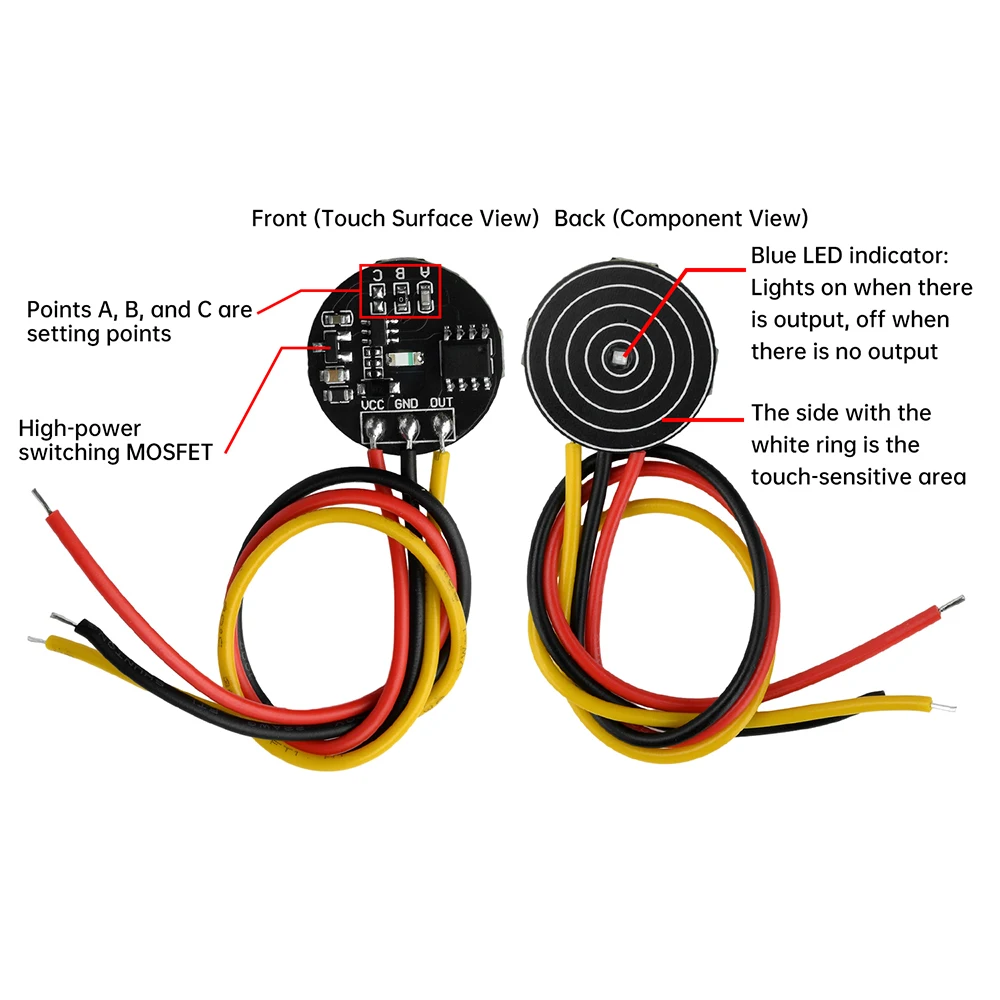 DC 3-24V Jog/Latch Touch Switch Sensing Module Capacitive Switch Supports 10A Controllable Current