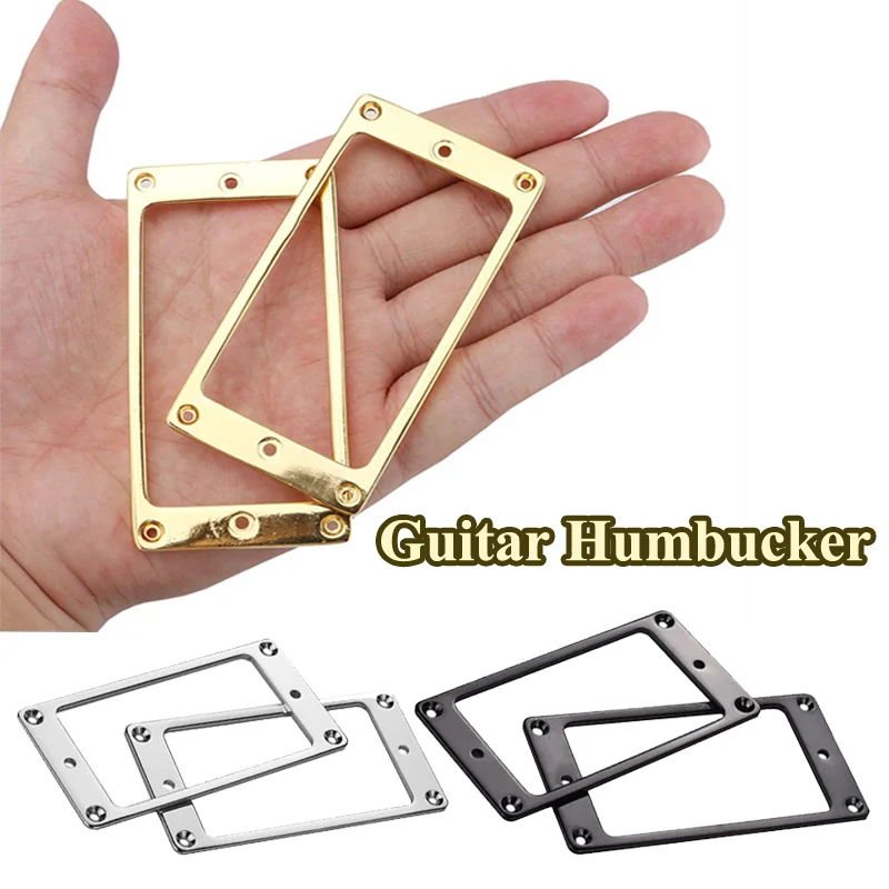 2 Pieces Electric Guitar Pickup Flat Base Metal Replacement Mounting Inside Frame Guitar Surround Humbucker Gold/Silver/Black