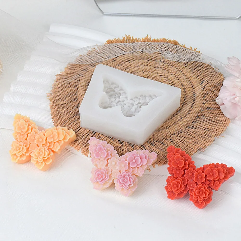 DIY Butterfly Aromatherapy Gypsum Candle Rose Butterfly Chocolate Flip Sugar Cake Decoration Silicone