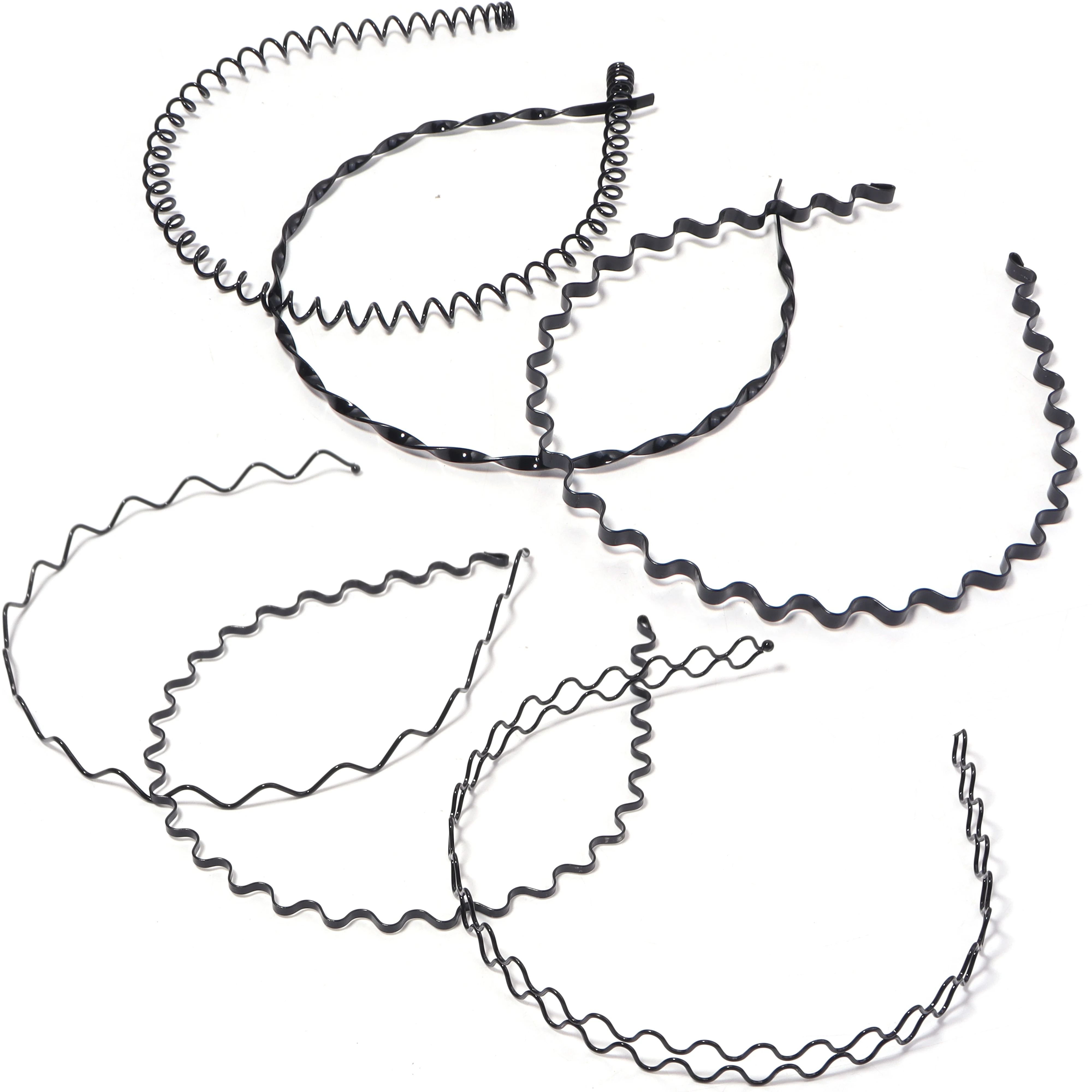 6pcs Fashion Metal Hair Band Black Wavy Hairband For Men Women Unisex Simple Hair Hoop Sports Hairband Headband Hair Accessories view 5