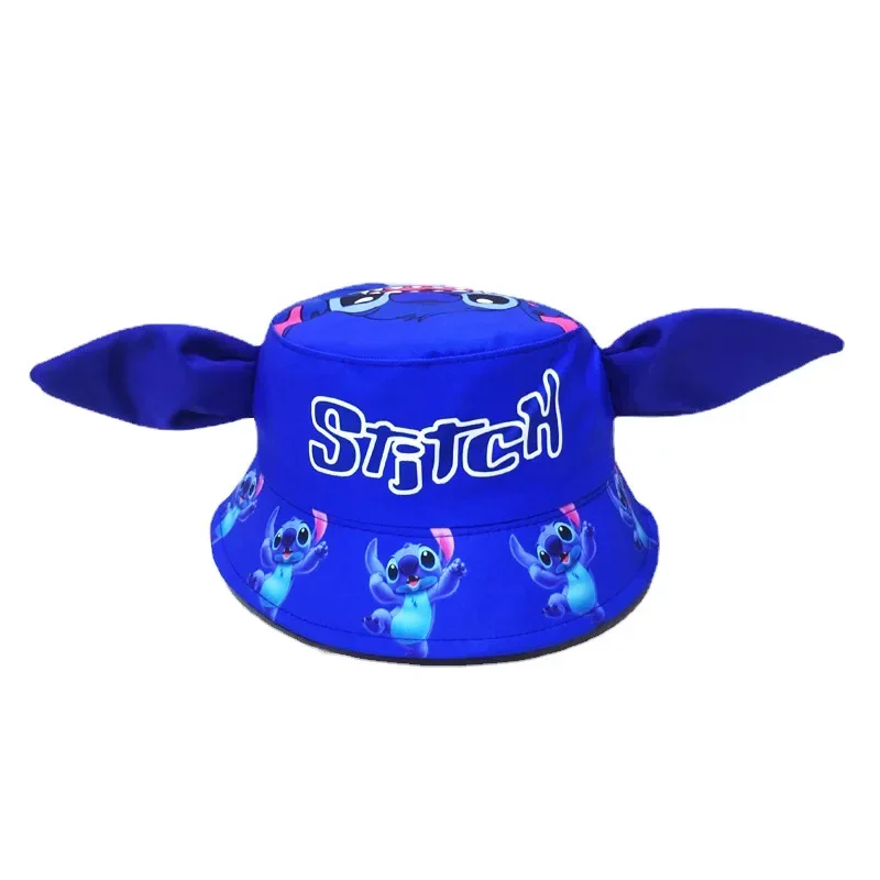 Disney Stitch Children Fisherman Hat Cute Print Mickey Fashion Sun Hat Foldable Outdoor Sun Protection Sports Hat Birthday Gift