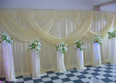 3x6M/10x20FT Gold Curtain Drape Panels With Swags Stage Background Party Wedding Backdrop Decoration Photo Booth Stage Backdrops