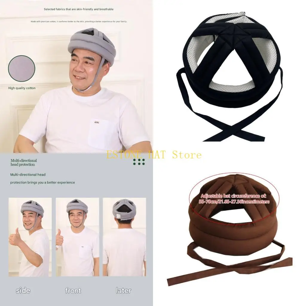 

49MF Breathable Protective Helmet Soft Bumper Headwear For Elderly Care Impact Absorbing Easy Clean Antifall Head Protector