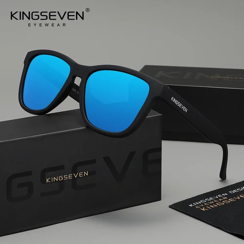 Imagen 2 del producto KINGSEVEN gafas de sol de moda para mujer, gafas redondas Retro de lujo para hombre, gafas informales con montura grande UV400, gafas polarizadas antideslumbrantes