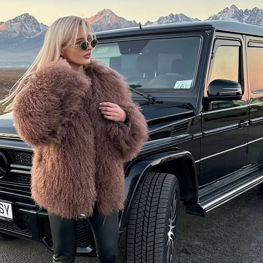 OFTBUY Natural Mongolia Sheep Fur Coat Thick Warm Short Real FurJacket Outerwear Female New Fashion Autumn Winter Clothes Women