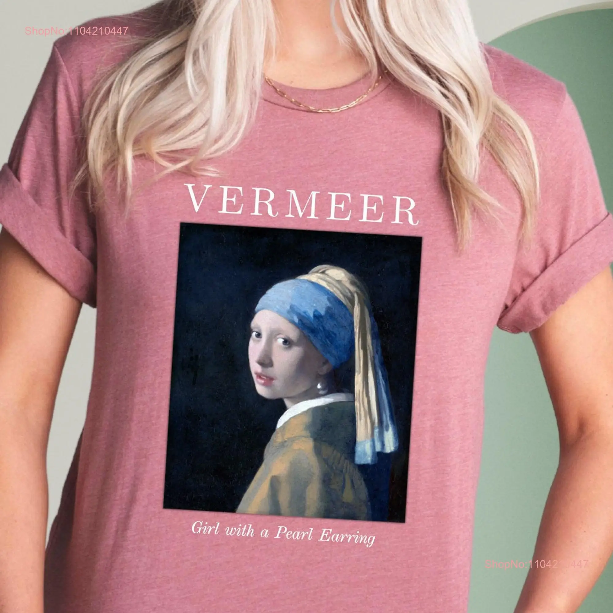 

Футболка с жемчужными серьгами для девочек Vermeer Art Lover, винтажная футболка в стиле Ренессанс с длинными или короткими рукавами для учителя