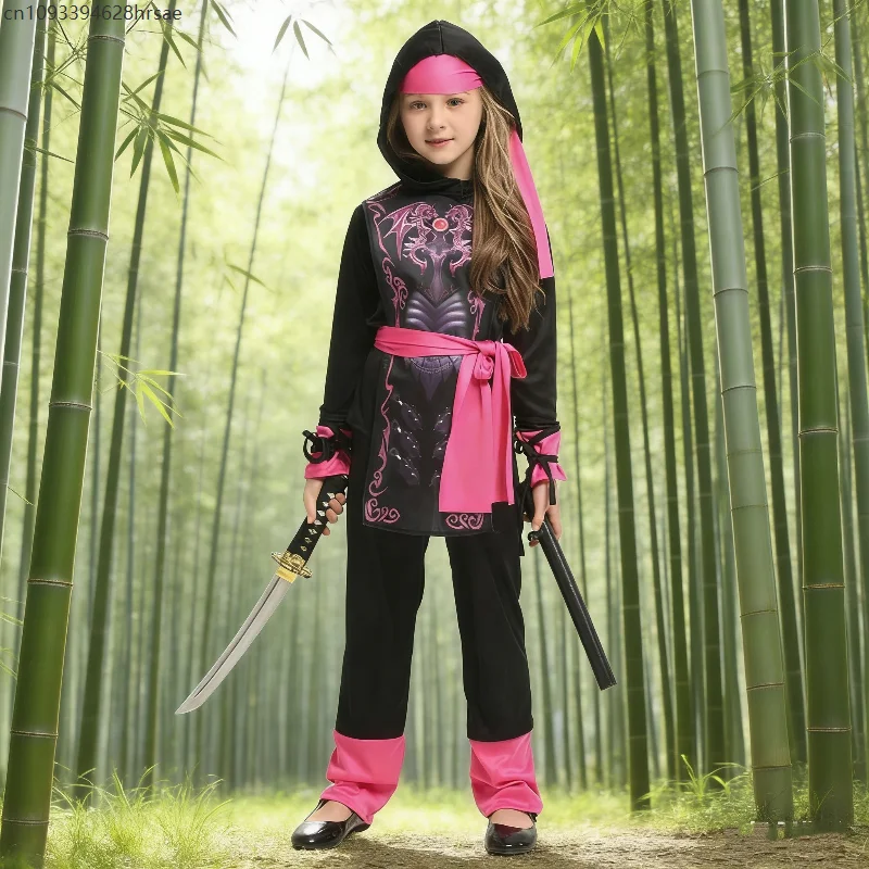 

Mädchen Pink Ninja Costume enfant Anime World Book Day Cosplay Set Purim Carnival Party Masquerade Role Play Outfits