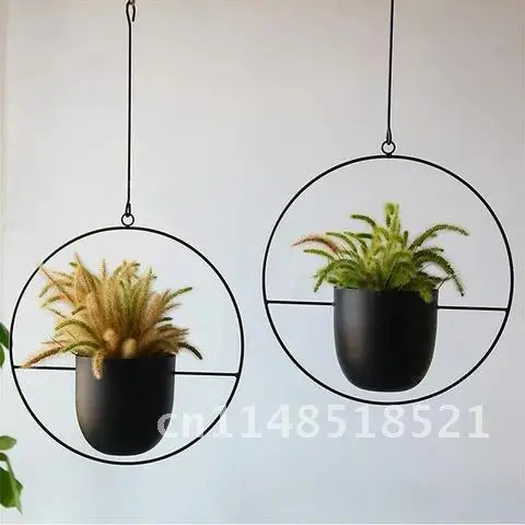 

Decorative Hanging Flower Pot Iron New Swinging Flower Basket Plant Hanger Pot Hanging Basket Home Garden Balcony Decor