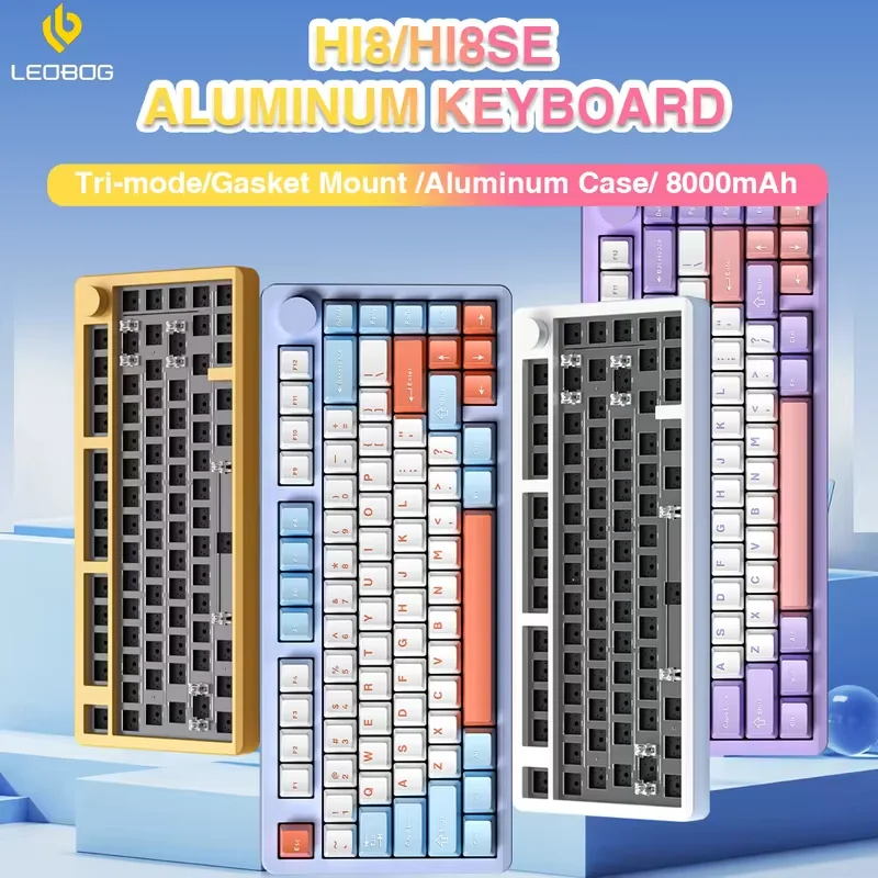 LEOBOG Hi8/Hi8SE Aluminum Mechanical Keyboard/Barebone Kit 75% Custom Wireless 3/5 Pin Hot Swap RGB Backlit Gasket Game Keyboard