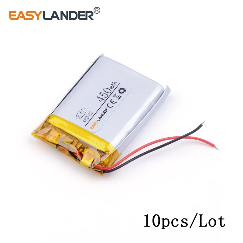 

10pcs /Lot 3.7v 482933 450mAh lithium Li ion polymer rechargeable battery For MP3 MP4 GPS PSP Digital Products Driving recorder