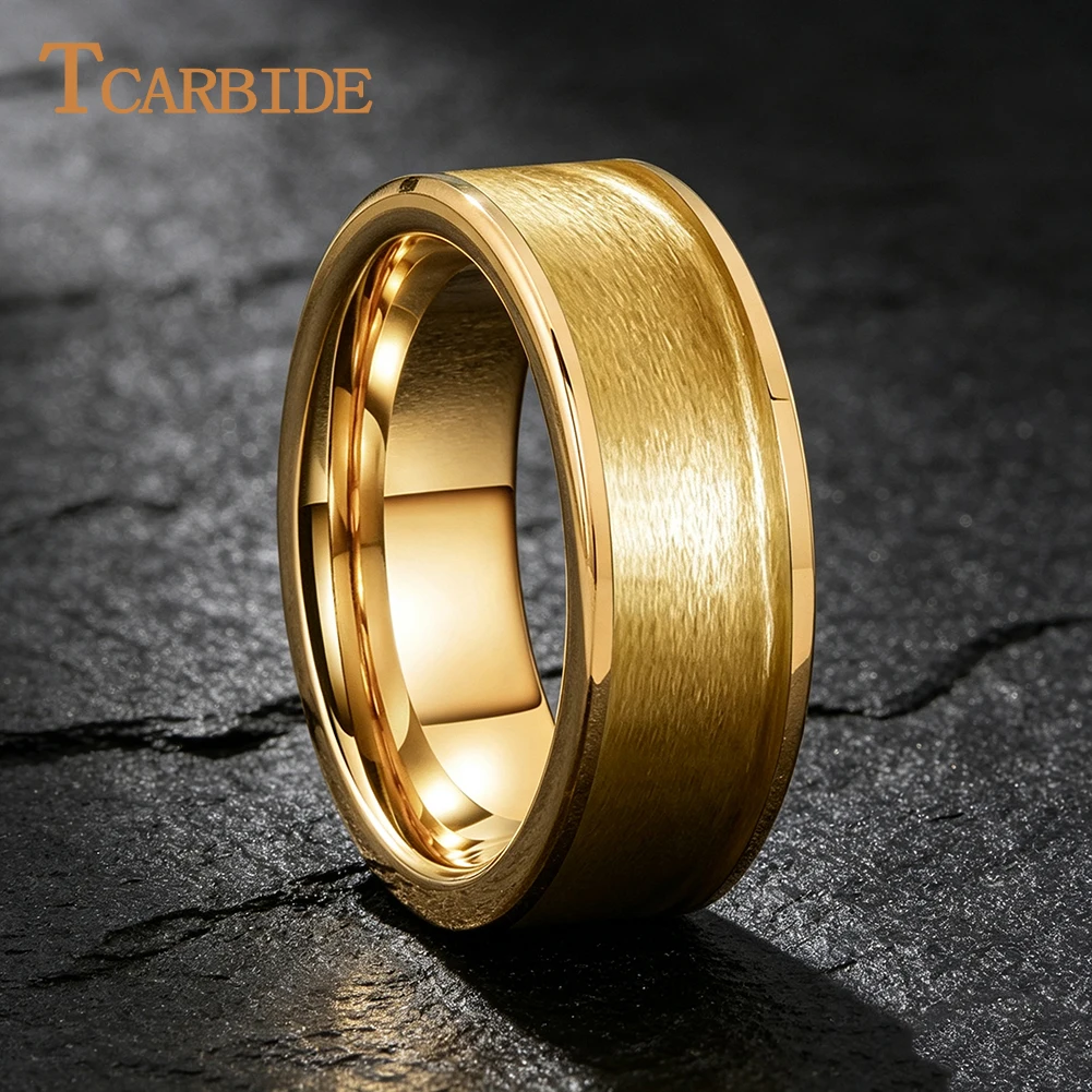 TCarbide Tungsten Carbide Ring Blanks 8mm Flat Band, 6.0mm Inlay Slot Embedding Tungsten Blank Core for Custom Wedding Band Maki