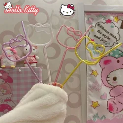 Sanrio Hello Kitty Glass Straws Cute Girls Eco Friendly Reusable Drinking Straw for Smoothies Cocktails Bar Accessories Straws