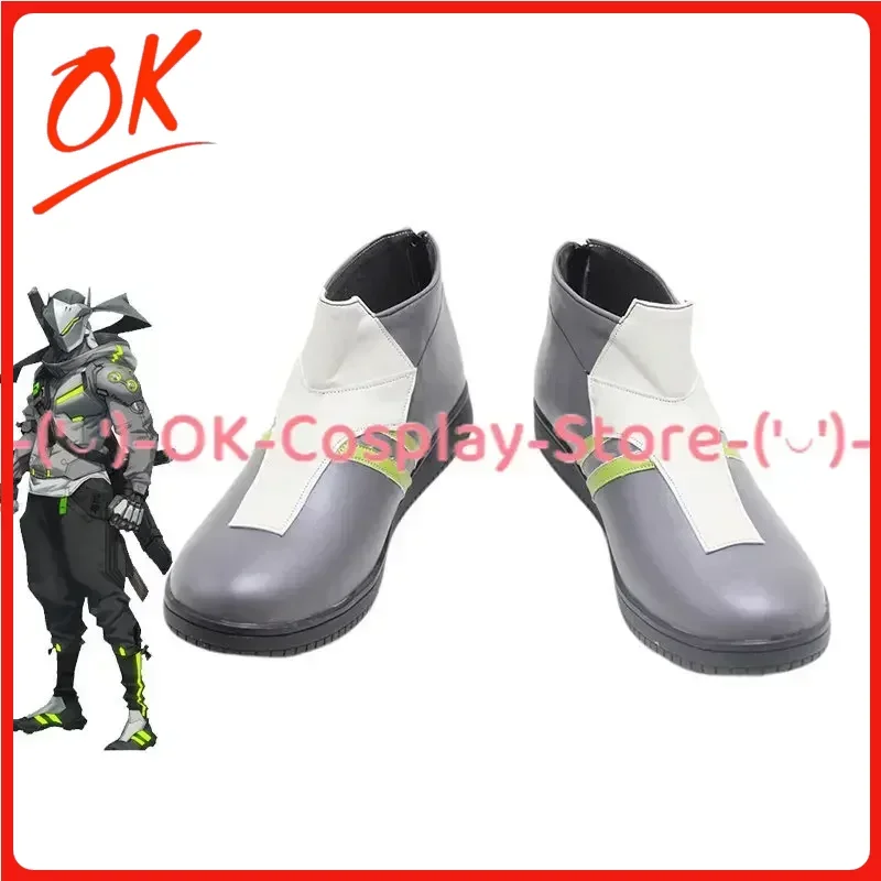 [Customized Size] Overwatch Genji Cosplay Shoes Game Roleplay Costume Prop Halloween Carnival Party Boots PU Leather