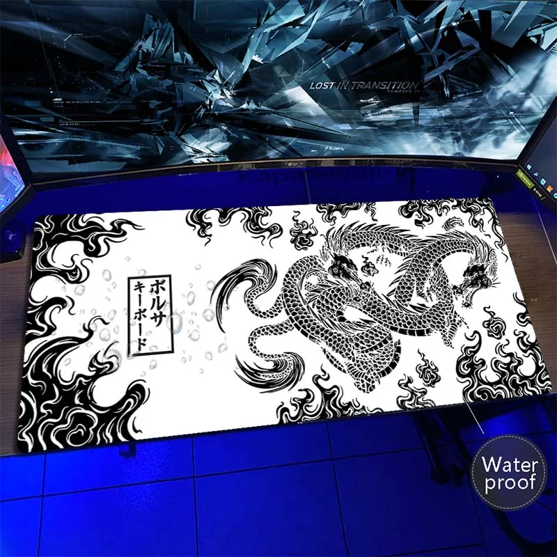 

XXL Large Black And White Mousepad Soft Mat Gamer Rubber Table Carpet Gamer Laptop Rug Mousemat Locking Edge Wsterproof Mousepad