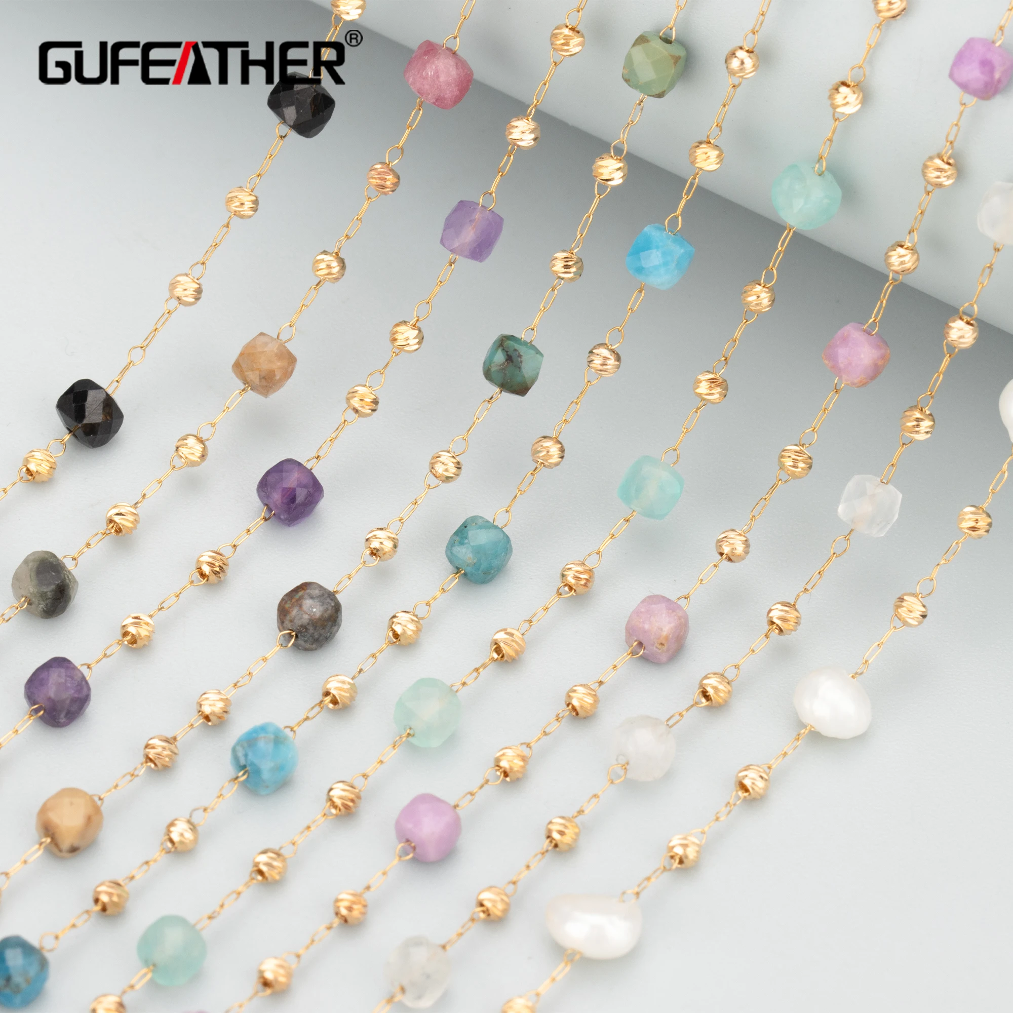 GUFEATHER C307,diy chain,nickel free,18k gold plated,copper,natural stone pearl,jewelry making,diy bracelet necklace,50cm/lot