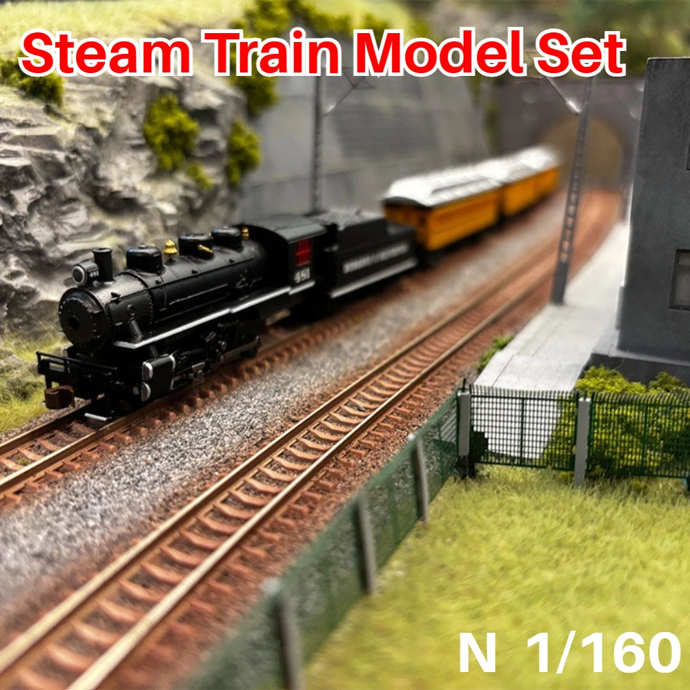 

N Type 1/160 Model Steam Train Set with Tracks and Controller Simulation Model Miniature Model Boys Toy Gift