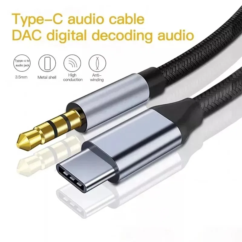 Rodzaj USB C do 3.5 MM Jack przewód AUX DAC typ C Kabel Audio do słuchawek głośnik samochodowy Tipo C Adapter pomocniczy Cabo 0.5M 1M 1.5M