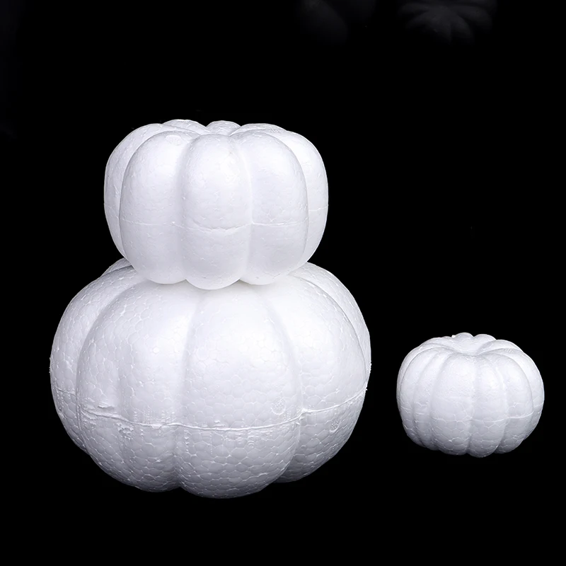 1Pc 10/13/20cm White Foam Pumpkin Model Realistic Handmade Pumpkins Artificial Fruits DIY Handmade Craft Decorative Decor Gift