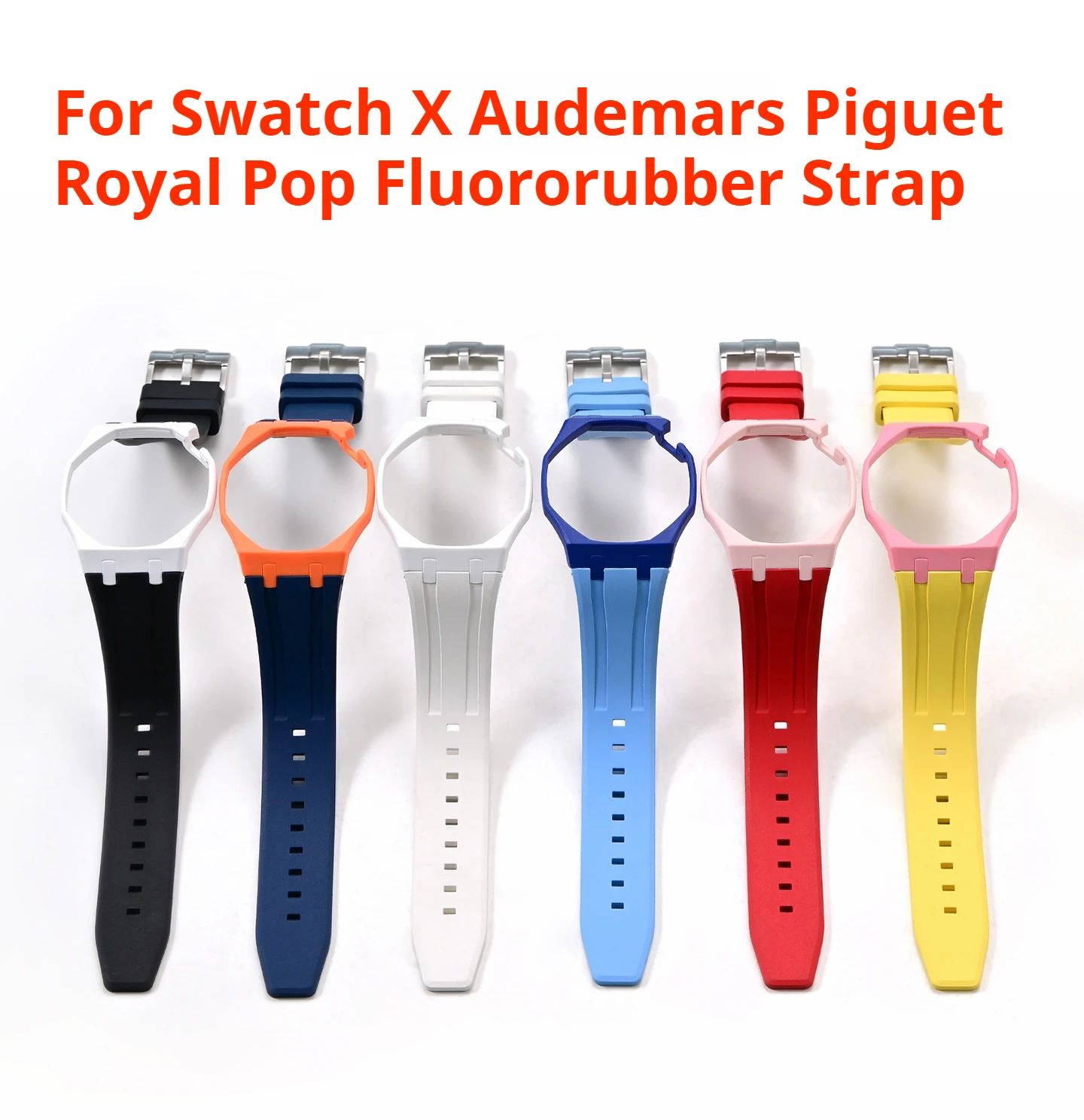 

For Audemars Piguet X Swatch Royal Pop Modified Bioceramics Bezel Fluoro Rubber Strap Men Women One Piece Sport Watchband
