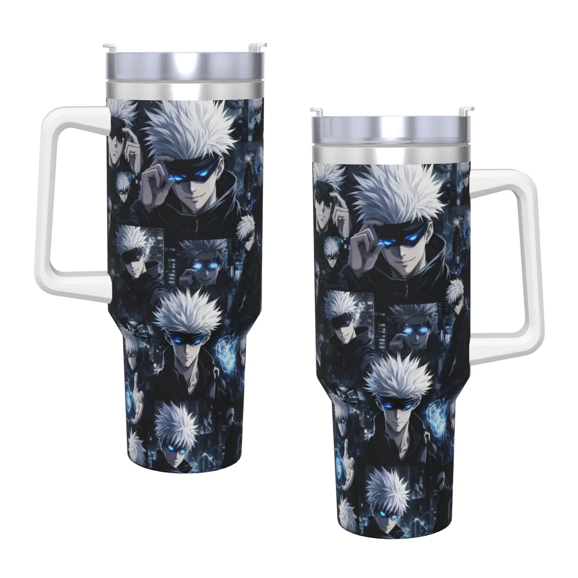 Satoru Gojo Stainless Steel Tumbler J-Jujutsus K-Kaisens Travelist Mug With Straws and Lid 40oz Mugs Cup Cold Water Bottle