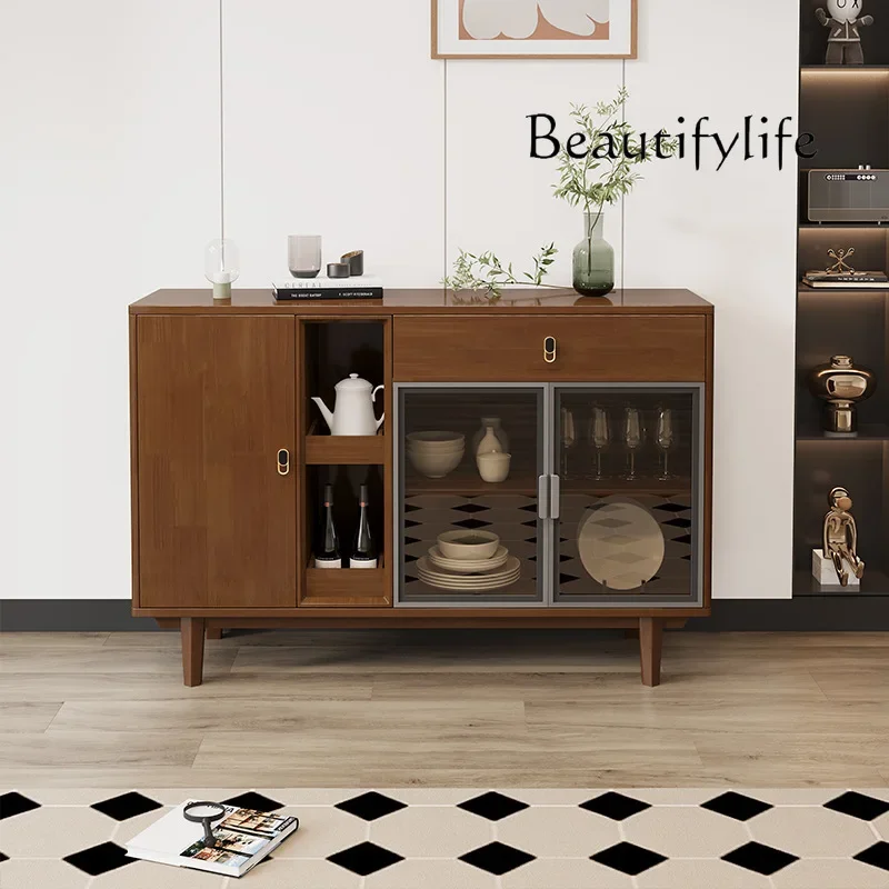 

Nordic medieval solid wood dining side cabinet, simple and modern multi-functional storage cabinet