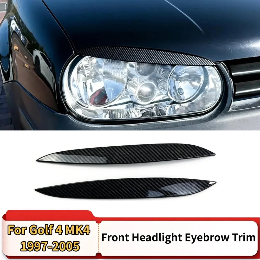 Para VW Golf MK4 Golf 4 1997-2005 2 uds ABS negro brillante faro ceja párpados cubierta de faro accesorios de ajuste Kit de cuerpo