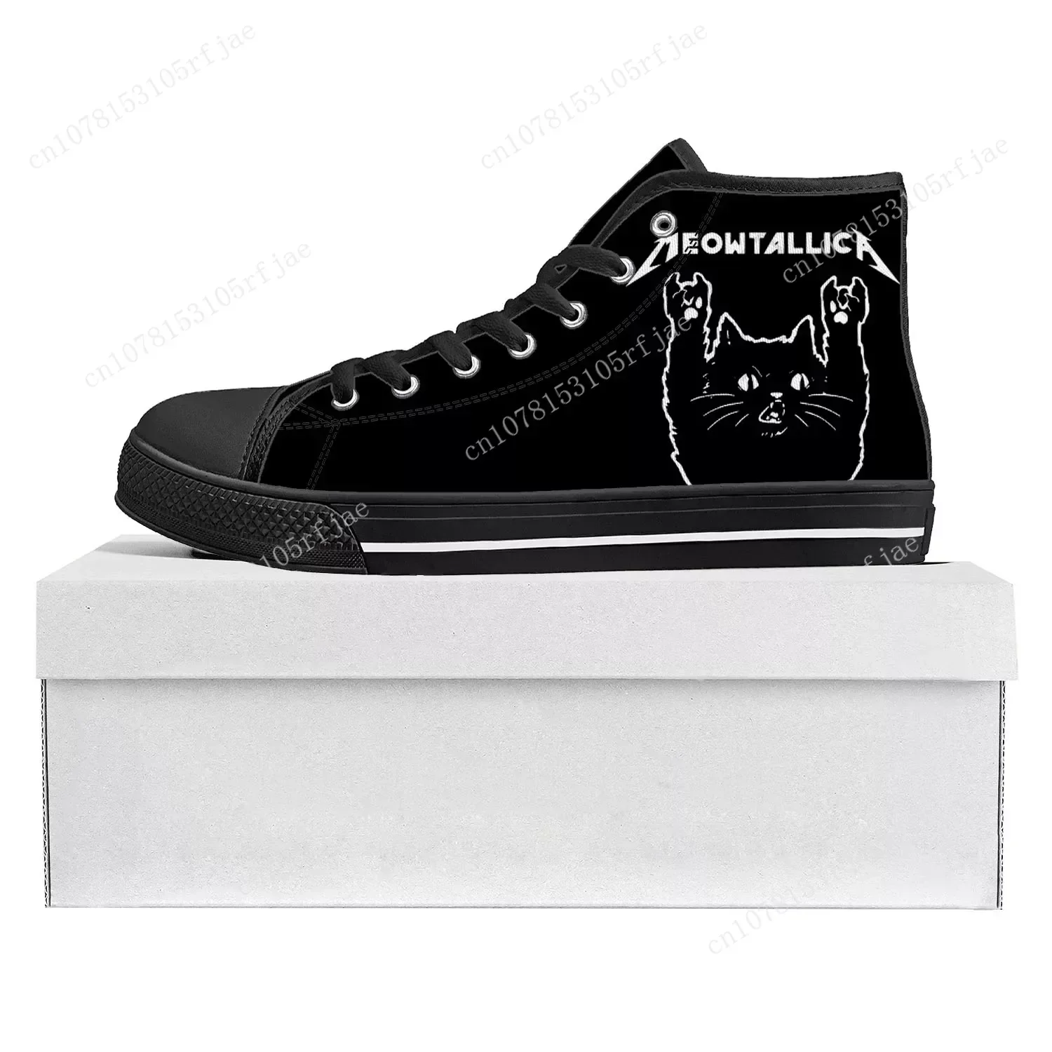 

Cat Meowtallica Rock Band Pop High Top High Quality Sneakers Mens Womens Teenager Canvas Sneaker Casual Couple Shoes Custom Shoe