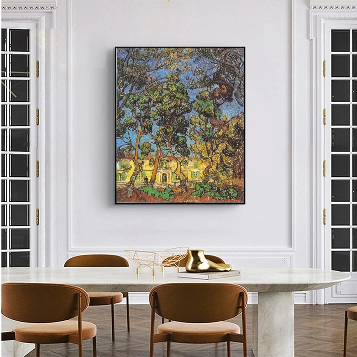 Trees in the Garden of St. Paul Hospital by Vincent Van Gogh Oil Painting Replica Hand Painted Masterpiece on Canvas Wall Art