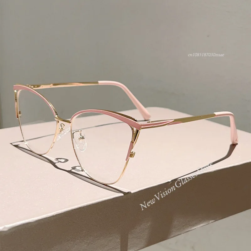 New Minimalist Metal Anti Blue Light Glasses for Women Fashion Cat Eye Glasses Business Computer Goggles image 4