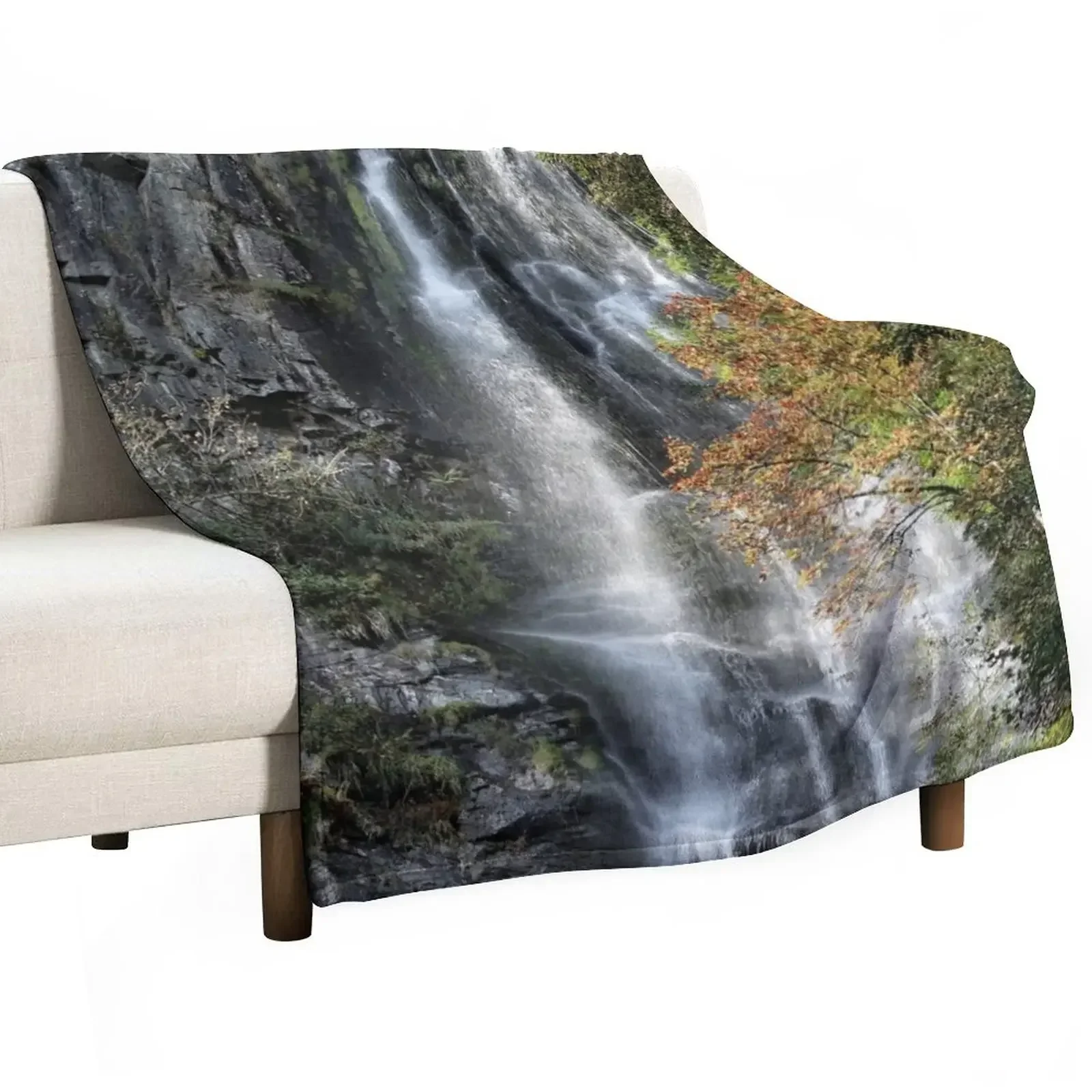 

Pistyll Rhaeadr, Waterfall Throw Blanket Flannel Fabric valentine gift ideas Luxury Brand Blankets