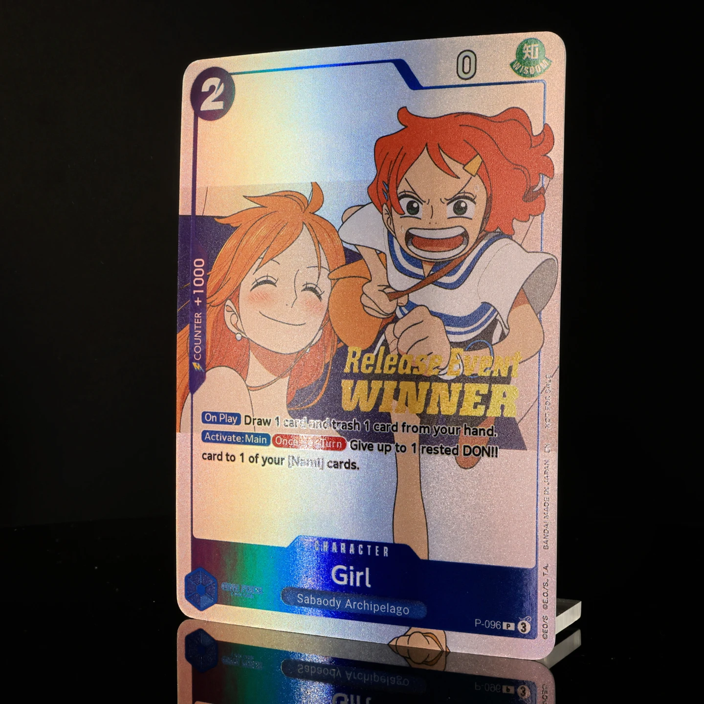 One Piece TCG OPCG English P-096 Girl Little Nami Promo Play Set 2 Cost Blue Nami Textured Foil Card Anime Collectible Cards view 4