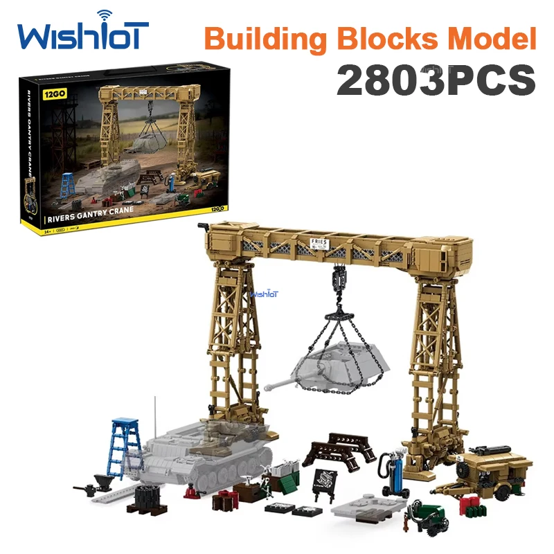 

97037 2803Pcs Building Blocks Military Tank Model Mechanical Gantry Crane Chariot Construction Toys For Boys Gift